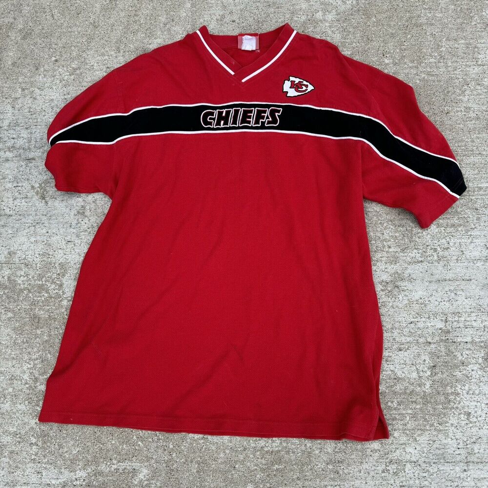 Vintage Kansas City Chiefs Shirt Sz XL? 90s Embroidered T shirt Red Black Stripe